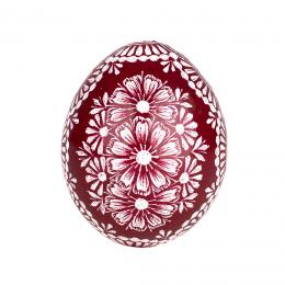 Handmade Easter egg - Opole hand scratched egg (kraszanka) – amaranth