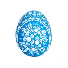Handmade Easter egg - Opole hand scratched egg (kraszanka) – blue
