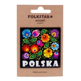 Folk magnet - black Lowicz pattern - POLAND