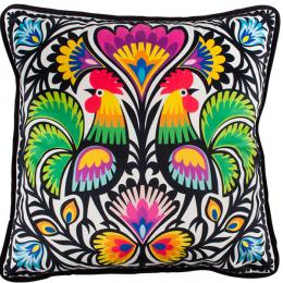 Decorative pillowcase 45x45cm - Lowicz roosters - papercut