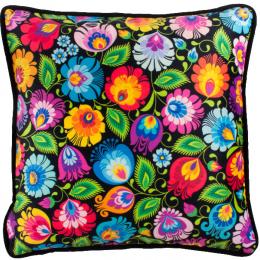 Decorative pillowcase 45x45cm - Lowicki pattern - black version