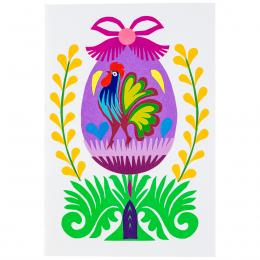 Handmade Easter card - Easter - purple Easter egg with a rooster - cutout