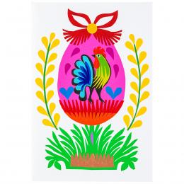 Handmade Easter card - Easter - pink Easter egg with a rooster - cutout