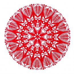 Średnia okrągła wycinanka kurpiowska - wzór 6 - czerwona