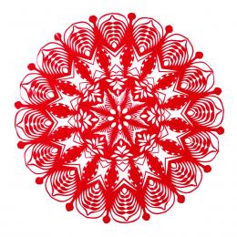 Średnia okrągła wycinanka kurpiowska - wzór 10 - czerwona
