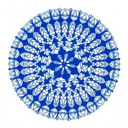 Średnia okrągła wycinanka kurpiowska - wzór 11 - niebieska