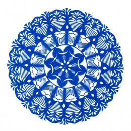 Średnia okrągła wycinanka kurpiowska - wzór 12 - niebieska