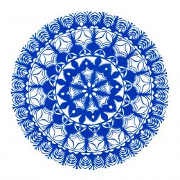 Średnia okrągła wycinanka kurpiowska - wzór 13 - niebieska