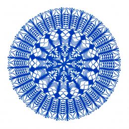 Średnia okrągła wycinanka kurpiowska - wzór 14 - niebieska
