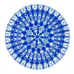 Średnia okrągła wycinanka kurpiowska - wzór 15 - niebieska