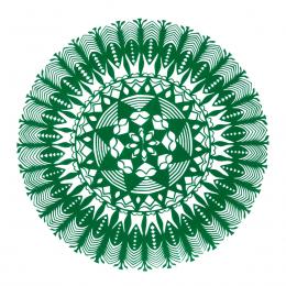 Średnia okrągła wycinanka kurpiowska - wzór 16 - zielona