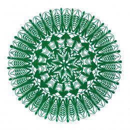 Średnia okrągła wycinanka kurpiowska - wzór 17 - zielona