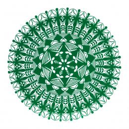 Średnia okrągła wycinanka kurpiowska - wzór 20 - zielona