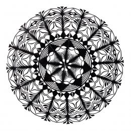 Średnia okrągła wycinanka kurpiowska - wzór 3 - czarna