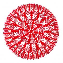 Średnia okrągła wycinanka kurpiowska - wzór 7 - czerwona