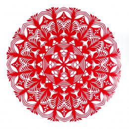 Średnia okrągła wycinanka kurpiowska - wzór 8 - czerwona