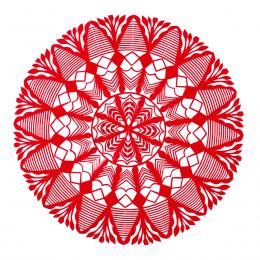 Średnia okrągła wycinanka kurpiowska - wzór 9 - czerwona