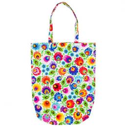 white cotton bag with flowers from traditional lowicz cut-outs