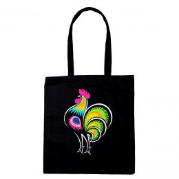 black folk cotton bag with one lowicz rooster