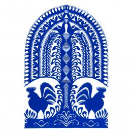 Large leluja Kurpie cutout - design 8 - blue