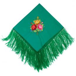 Embroidered cotton scarf - dark green